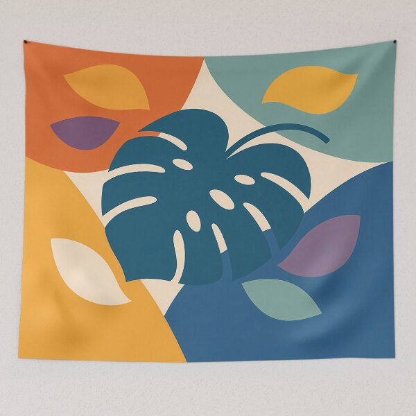 Item preview, Geometric Monstera Leaf Silhouette in Tropical Colours designed and sold by InkSmithery.