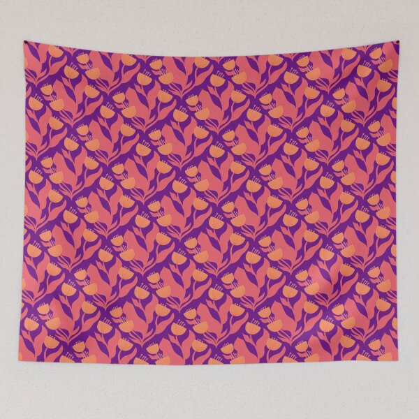 Item preview, Pink and Orange Flower Pattern designed and sold by The Innocent Ghost Project.