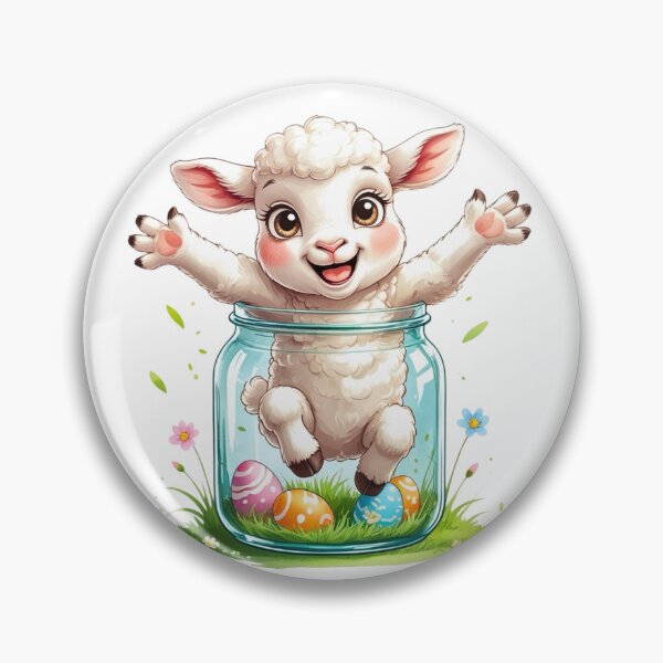 Item preview, Cute Baby Lamb in a Glass Jar with Easter Eggs designed and sold by AQUILAKREO.