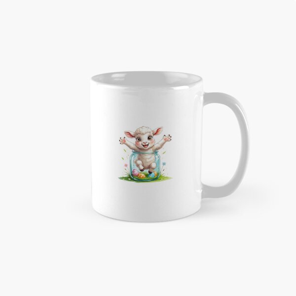 Item preview, Cute Baby Lamb in a Glass Jar with Easter Eggs designed and sold by AQUILAKREO.