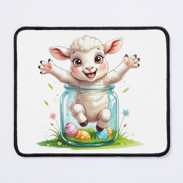 Item preview, Cute Baby Lamb in a Glass Jar with Easter Eggs designed and sold by AQUILAKREO.