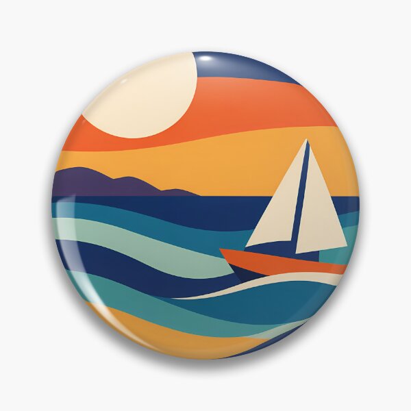 Item preview, Sailing Boat Sunset with Gradient Waves designed and sold by InkSmithery.