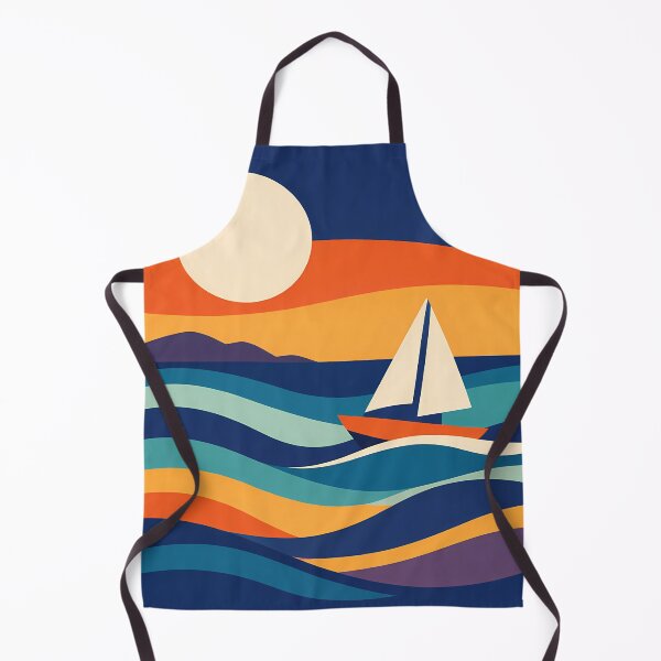 Item preview, Sailing Boat Sunset with Gradient Waves designed and sold by InkSmithery.