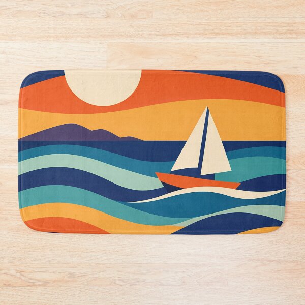 Item preview, Sailing Boat Sunset with Gradient Waves designed and sold by InkSmithery.