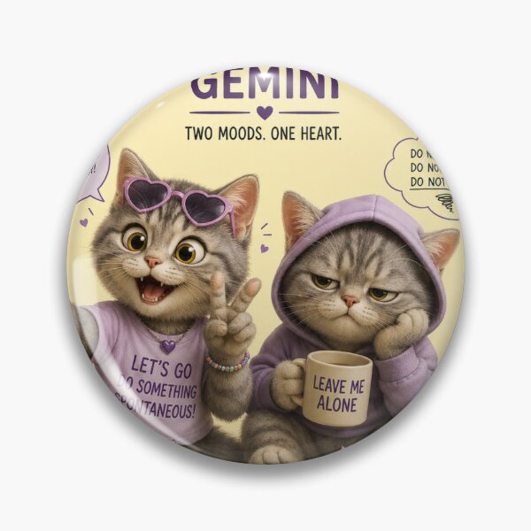 Item preview, Gemini Zodiac Cat – Two Moods One Heart Funny Astrology Kitty designed and sold by LovelyCatGalaxy.