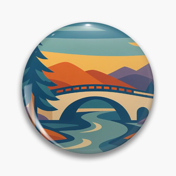 Item preview, Crescent Moon Bridge and Pine Landscape designed and sold by InkSmithery.