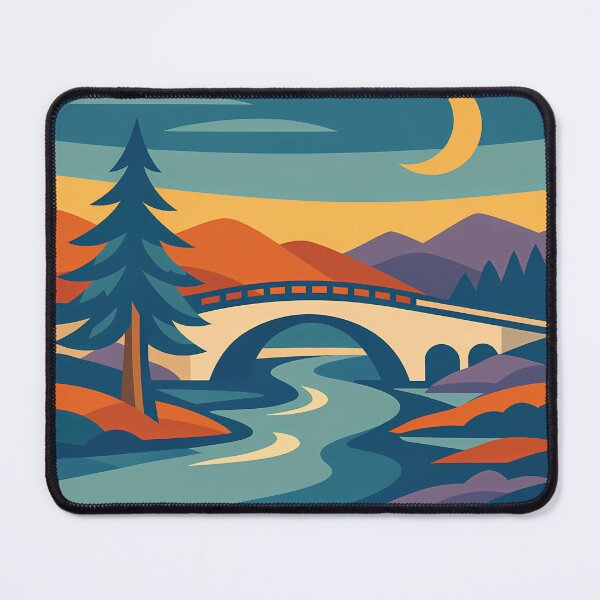 Item preview, Crescent Moon Bridge and Pine Landscape designed and sold by InkSmithery.