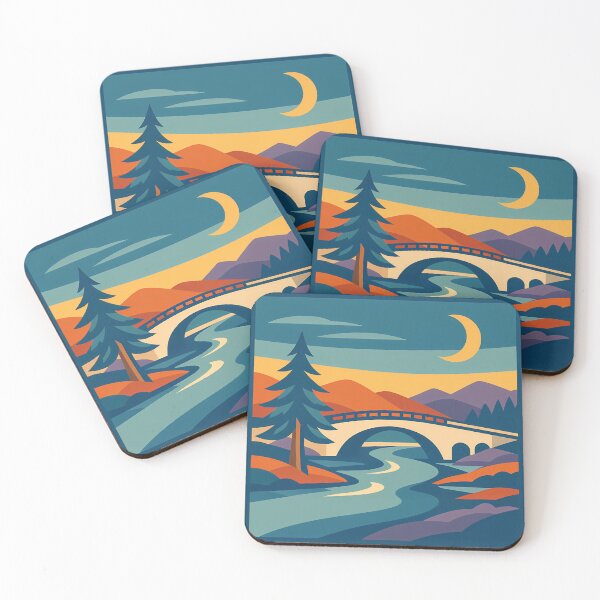 Item preview, Crescent Moon Bridge and Pine Landscape designed and sold by InkSmithery.