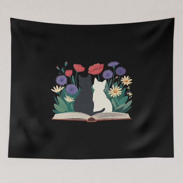 Item preview, Floral Cat Book Cat and Book Lover designed and sold by sailorjessiArt.