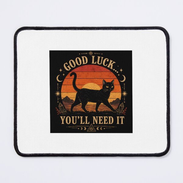 Item preview, Cozy Cat Typography Sunset Design | Good Luck You’ll Need It” designed and sold by TheGiggleGrid.