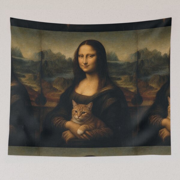 Item preview, Mona Lisa and Orange Cat Friend - Funny Classical Painting Parody designed and sold by merchxwear.