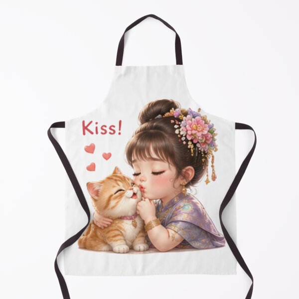 Item preview, Sweet Kiss of Love – Cute Thai Girl & Kitten designed and sold by Tonphiarts.