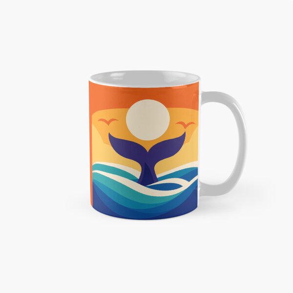 Item preview, Whale Tail Sunset Over Curved Ocean Waves designed and sold by InkSmithery.