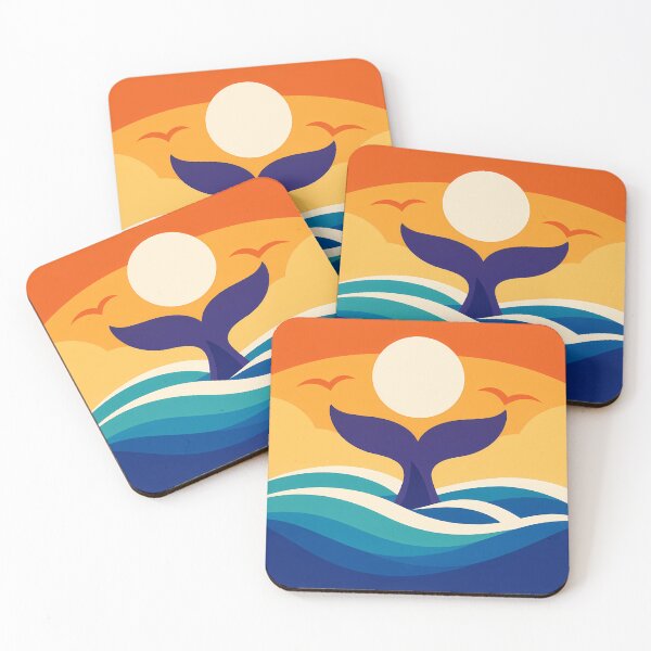 Item preview, Whale Tail Sunset Over Curved Ocean Waves designed and sold by InkSmithery.
