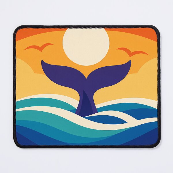 Item preview, Whale Tail Sunset Over Curved Ocean Waves designed and sold by InkSmithery.