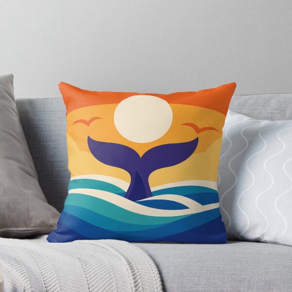 Item preview, Whale Tail Sunset Over Curved Ocean Waves designed and sold by InkSmithery.