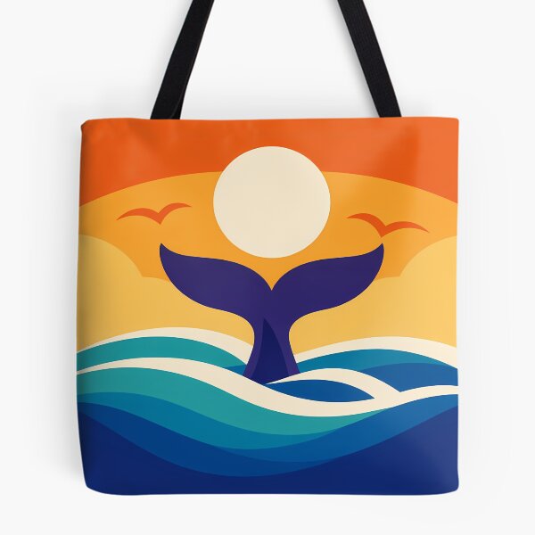 Item preview, Whale Tail Sunset Over Curved Ocean Waves designed and sold by InkSmithery.