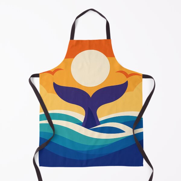 Item preview, Whale Tail Sunset Over Curved Ocean Waves designed and sold by InkSmithery.