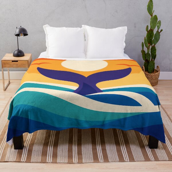 Item preview, Whale Tail Sunset Over Curved Ocean Waves designed and sold by InkSmithery.