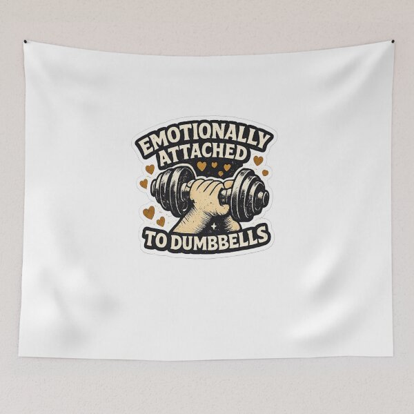 Item preview, Emotionally Attached To Dumbbells Funny Gym Meme Vintage Fitness Design designed and sold by Artbysarmina.
