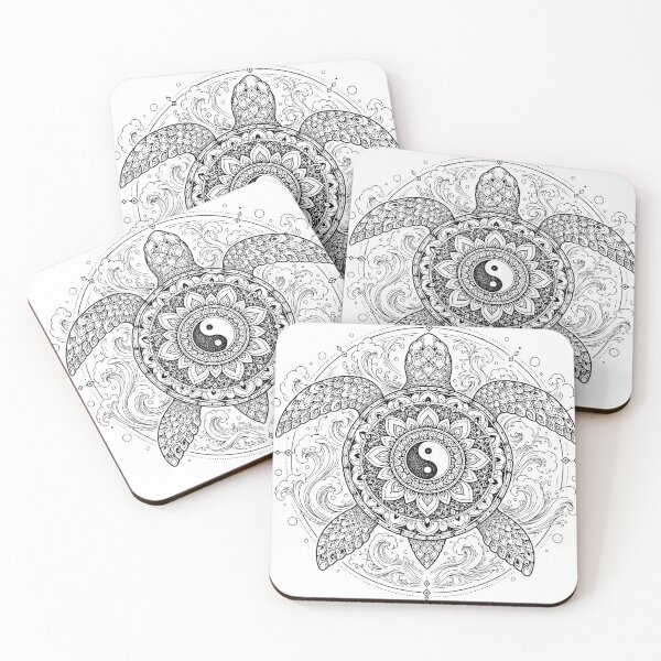 Item preview, Yin Yang Turtle Mandala Line Art designed and sold by suryabumblee.