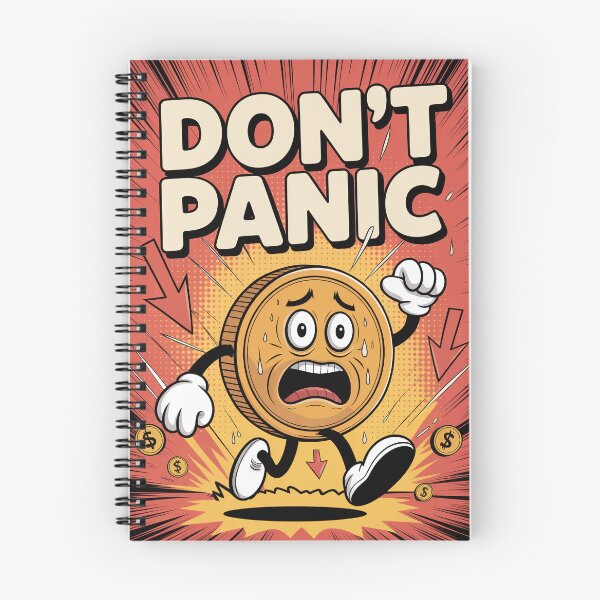 Item preview, Cryptocurrency crash. Coin and the text “Don’t panic” designed and sold by GiriaGallery.