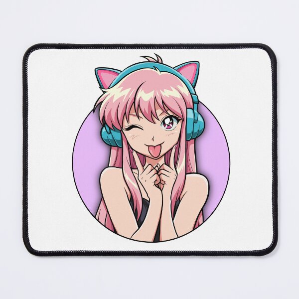 Item preview, Cute Cat Headphones Anime Girl Playful Expression designed and sold by MainColle.