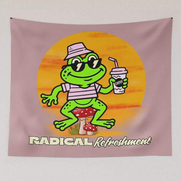Item preview, Radical Refreshment: Retro Coffee Frog on Mushroom designed and sold by 2msons.