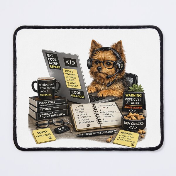Item preview, Australian Terrier Coding Dog – Realistic Programmer Puppy designed and sold by YamiSociety.