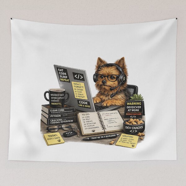 Item preview, Australian Terrier Coding Dog – Realistic Programmer Puppy designed and sold by YamiSociety.