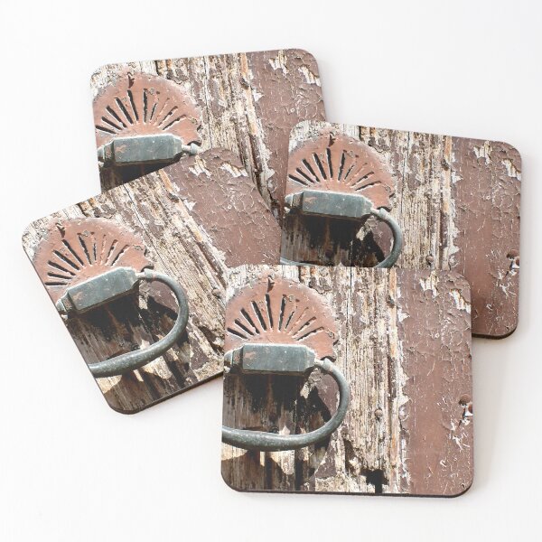 Item preview, Vintage Door Knocker on Weathered Wooden Door designed and sold by onubi.