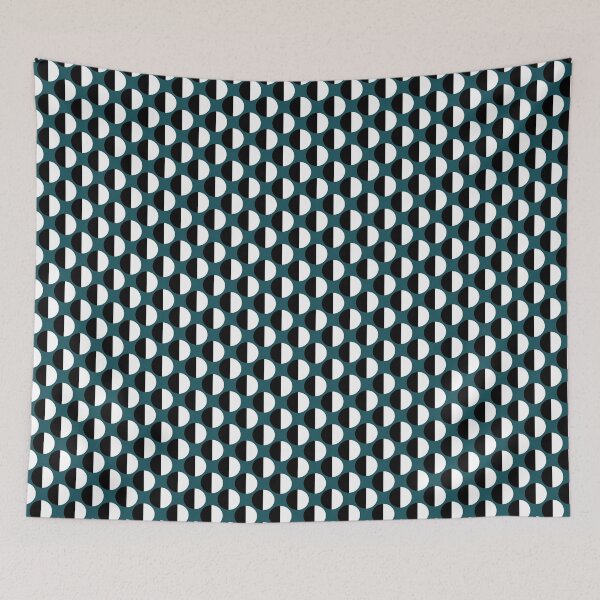 Item preview, Teal black and white geometric seamless repeating pattern designed and sold by SeamlessDsign.