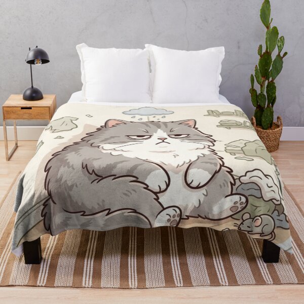 Item preview, Tired Cat Sitting in Messy Room – Funny Relatable Exhausted Mood Meme Design designed and sold by SoftAuraStudi0.