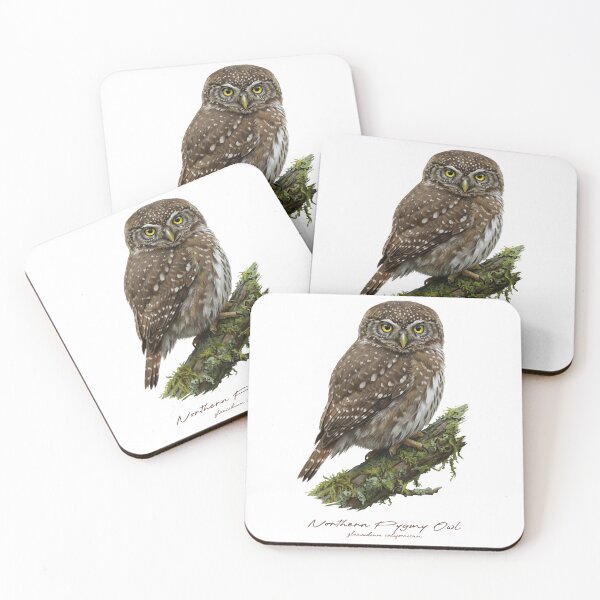 Item preview, Northern Pygmy Owl on Mossy Tree designed and sold by Takeda-art.