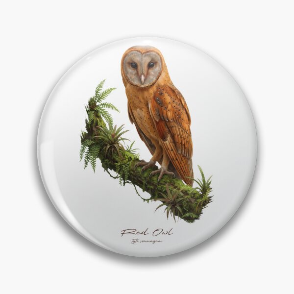 Item preview, Red Owl on Mossy Branch designed and sold by Takeda-art.