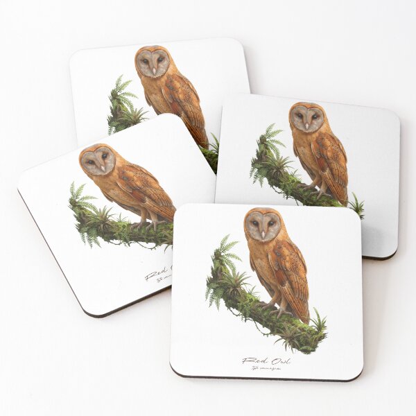 Item preview, Red Owl on Mossy Branch designed and sold by Takeda-art.