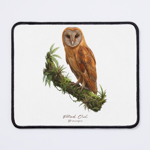 Item preview, Red Owl on Mossy Branch designed and sold by Takeda-art.