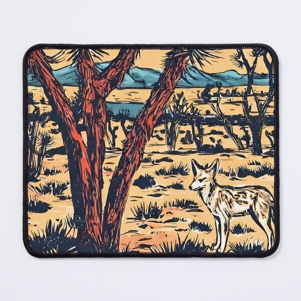Item preview, Joshua Tree Park California Landscape Cute Coyote Cactus designed and sold by HowToCanadian.