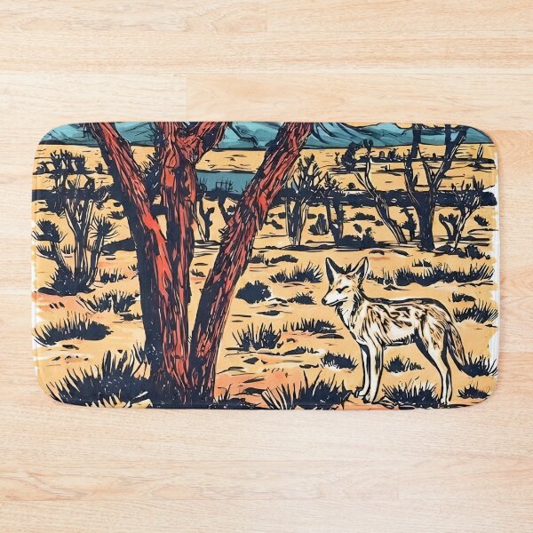 Item preview, Joshua Tree Park California Landscape Cute Coyote Cactus  designed and sold by HowToCanadian.
