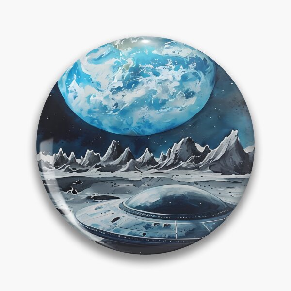 Item preview, LUNAR PIT STOP - UFO Moon Landing Art designed and sold by Modern Nest Art.