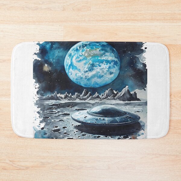 Item preview, LUNAR PIT STOP - UFO Moon Landing Art designed and sold by Modern Nest Art.