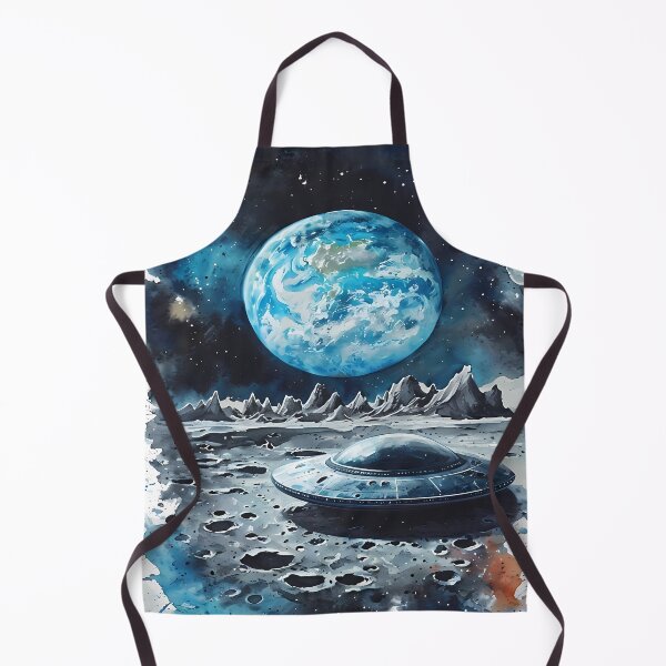 Item preview, LUNAR PIT STOP - UFO Moon Landing Art designed and sold by Modern Nest Art.