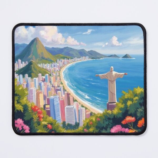 Item preview, Brazil shoreline with Christ the redemer oil painting designed and sold by cloudzer0000.