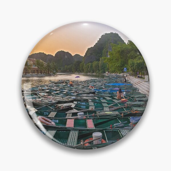 Item preview, Evening Rowboats at Tam Coc - Blue Hour Ninh Binh | Serene Vietnam River Landscape Art designed and sold by Ross.A.Campbell.