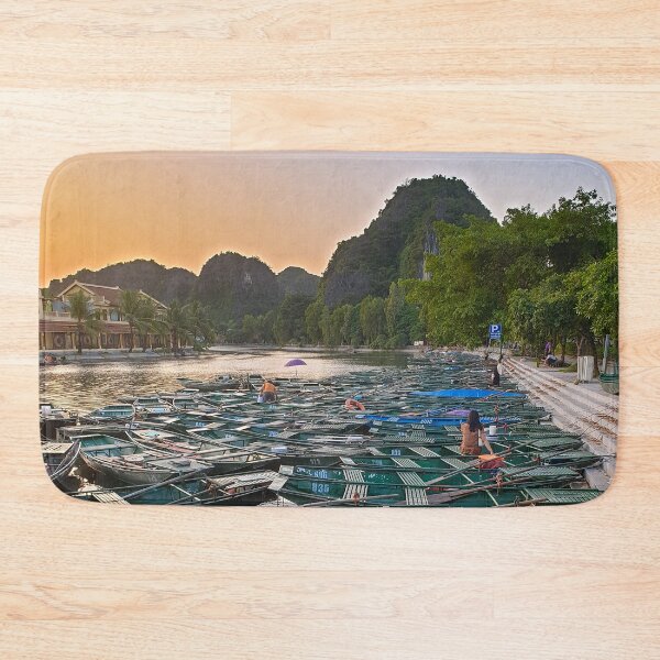 Item preview, Evening Rowboats at Tam Coc - Blue Hour Ninh Binh | Serene Vietnam River Landscape Art designed and sold by Ross.A.Campbell.
