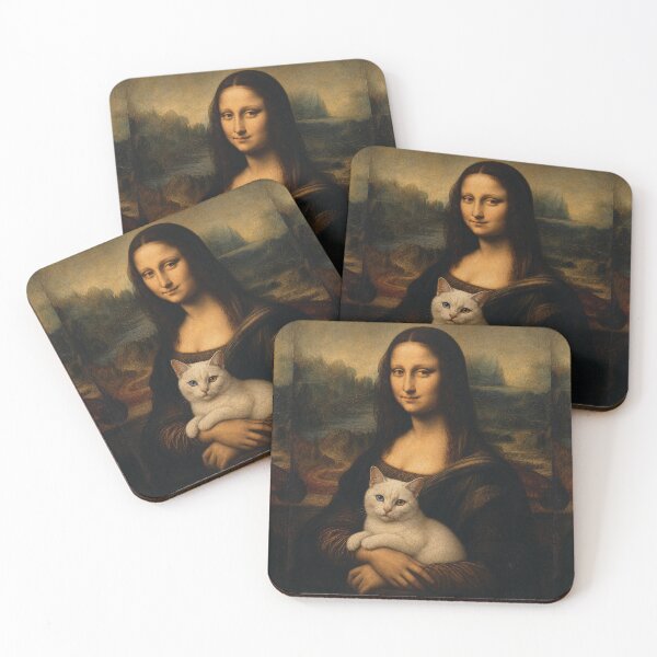 Item preview, Mona Lisa And White Cat Friend - Funny Classical Painting Parody designed and sold by merchxwear.