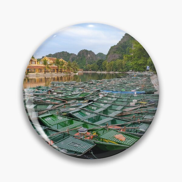 Item preview, Evening Rowboats at Tam Coc - Blue Hour Ninh Binh | Serene Vietnam River Landscape Art designed and sold by Ross.A.Campbell.
