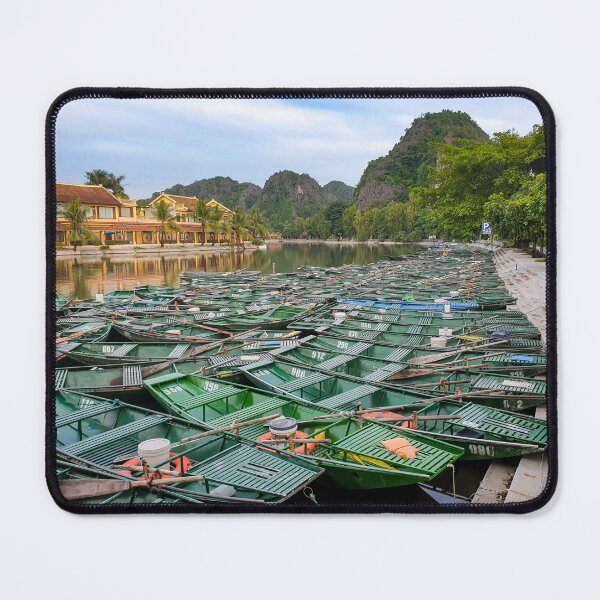 Item preview, Evening Rowboats at Tam Coc - Blue Hour Ninh Binh | Serene Vietnam River Landscape Art designed and sold by Ross.A.Campbell.