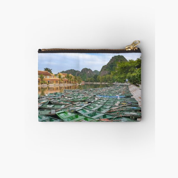 Item preview, Evening Rowboats at Tam Coc - Blue Hour Ninh Binh | Serene Vietnam River Landscape Art designed and sold by Ross.A.Campbell.