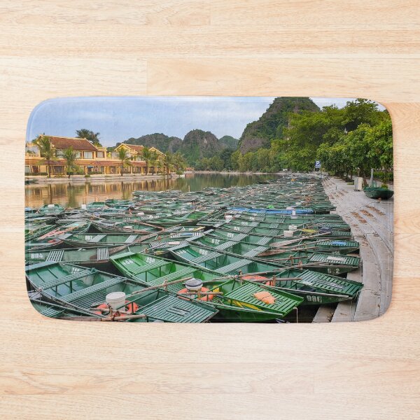 Item preview, Evening Rowboats at Tam Coc - Blue Hour Ninh Binh | Serene Vietnam River Landscape Art designed and sold by Ross.A.Campbell.